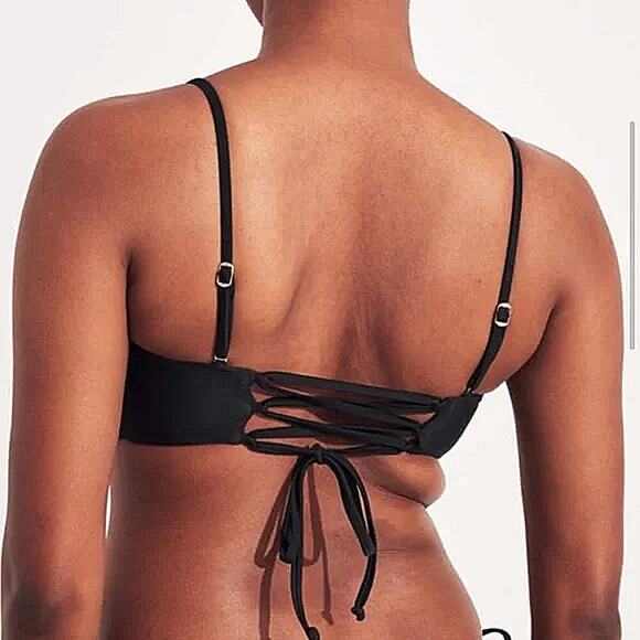 Hollister Swim Black Ruched Bandeau Bikini Top Small - Picture 2 of 11
